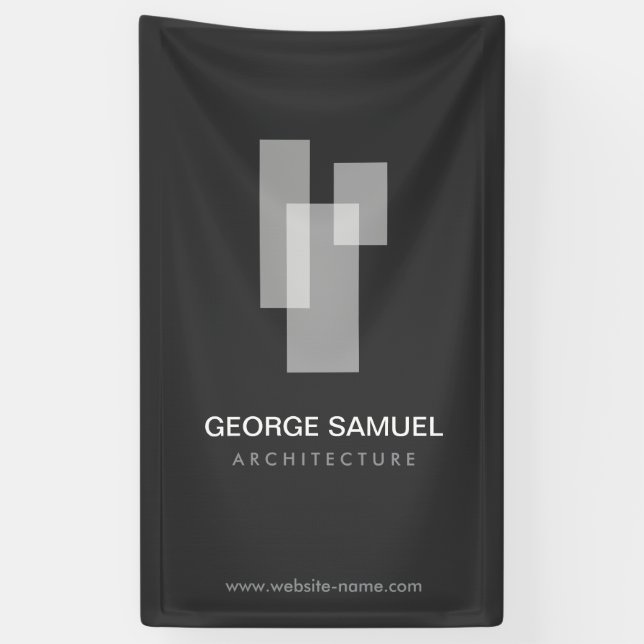 Lona Logotipo de bloques arquitectónicos modernos Blanc (Vertical)