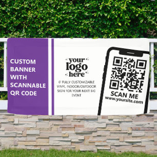 Lona Logotipo de la compañía Código QR Vinyl Púrpura al