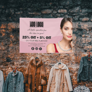 Lona Logotipo de negocio de joyas de moda rosa moderna