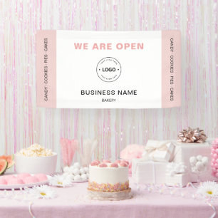 Lona Logotipo de Negocio de Panadería Estamos Abiertos