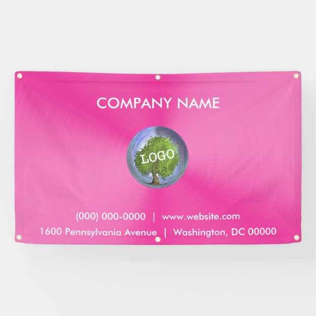 Lona Logotipo de negocio Rosa Exterior (Horizontal)