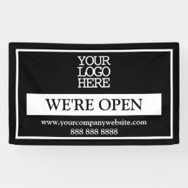 Lona Logotipo de negocios en blanco y negro Estamos abi