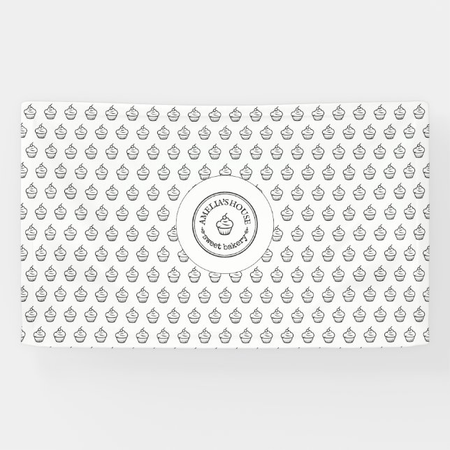 Lona Logotipo de panadería dulce casera personalizado b (Horizontal)