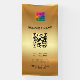 Lona Logotipo de personalizado Código QR Oro Vertical a