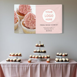 Lona Logotipo de personalizado Foto Panadería rosa