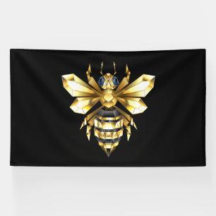 Lona Logotipo de Relieve metalizado dorado falso poligo