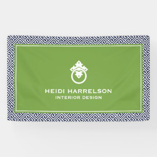 Lona Logotipo del apodo de puerta de época Borde azul/v