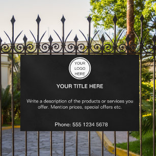 Lona Logotipo empresarial en blanco y negro Texto promo