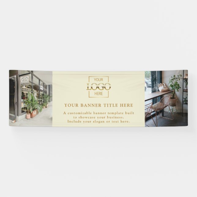 Lona Logotipo Empresarial Personalizado Beige Minimalis (Horizontal)