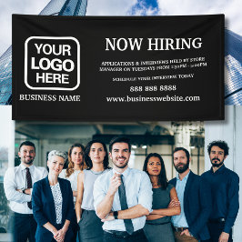 Lona Logotipo moderno blanco negro ahora contratación