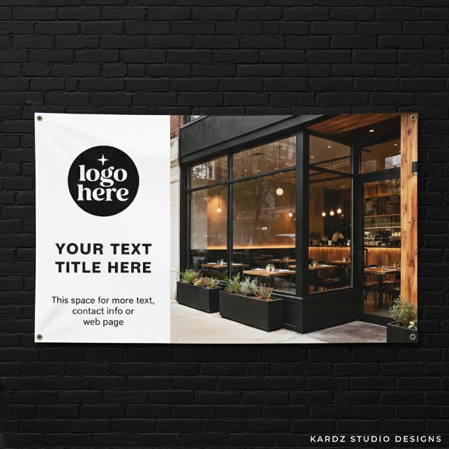 Lona Logotipo Moderno Foto Profesional Negocios (Banner shown in 3 x 5 feet, personalize and choose size.)