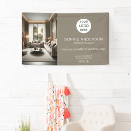 Lona Logotipo moderno Foto Taupe Profesional Business