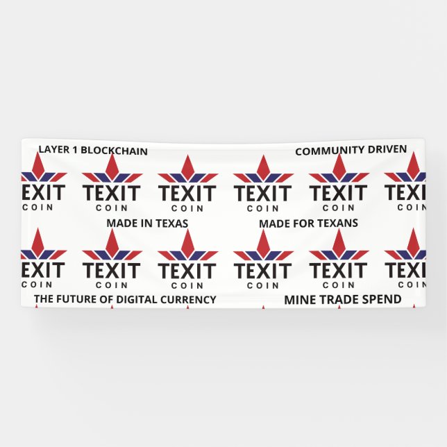 Lona Logotipo oficial de la moneda de Texit en blanco (Horizontal)