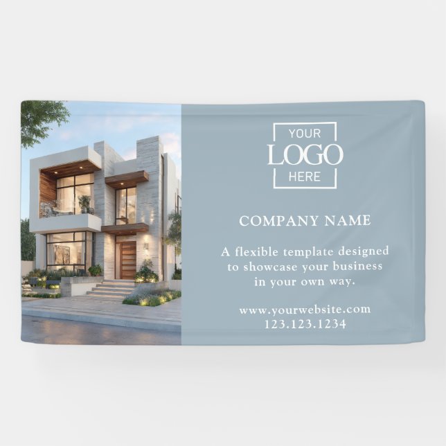Lona Logotipo Profesional de Negocios Azul Simple Moder (Horizontal)