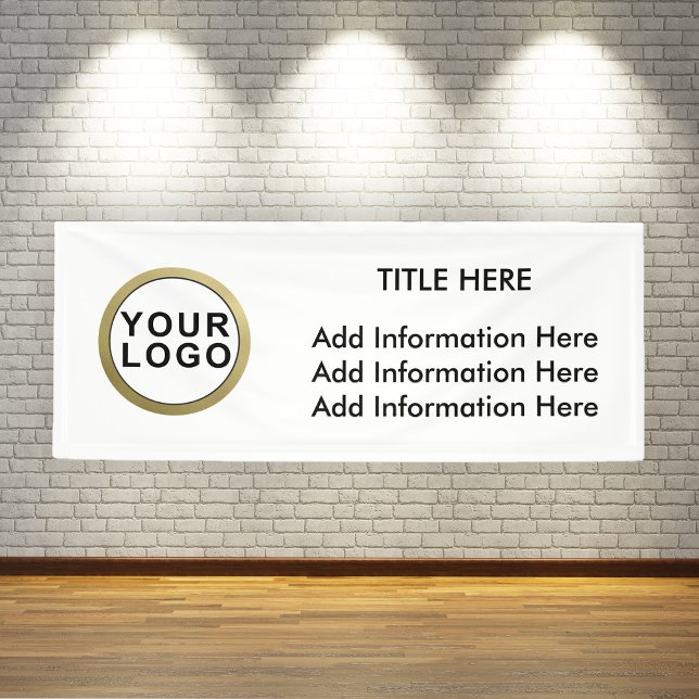 Lona Logotipo profesional de negocios Blanco negro mode (Stylishly Personalize with Your Custom Logo & Optional Text.)