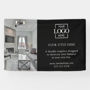Lona Logotipo Profesional de Negocios Negros Modernos F