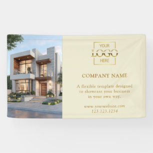 Lona Logotipo Profesional Empresarial Beige Simple Mode