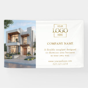 Lona Logotipo Profesional Empresarial Blanco Simple Mod