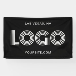 Lona Logotipo rectangular grande moderno en blanco y ne