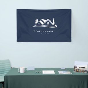 Lona Logotipo residencial simple Navy Blue Realtor, Inm
