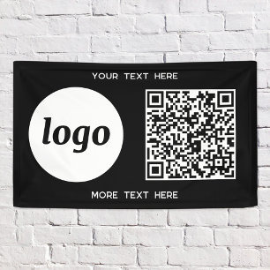 Lona Logotipo sencillo y código QR para el negocio del