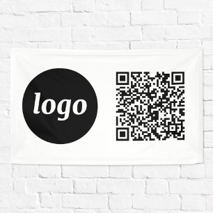 Lona Logotipo simple y código QR de empresa