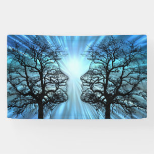 Lona Los rostros en los árboles parecen nervios cerebra