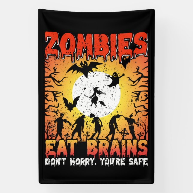 Lona Los Zombies Comen Cerebros  (Vertical)
