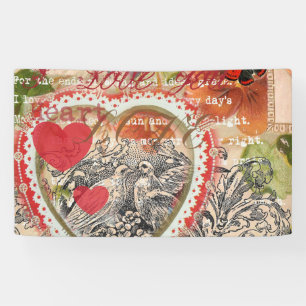 Lona Love Birds Heart Red Art Collage
