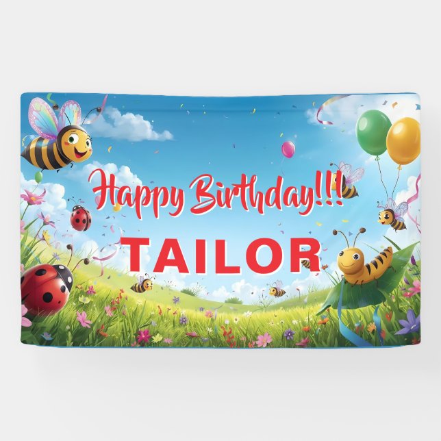 Lona Love Bugs Birthday Party Insectos Tema (Horizontal)