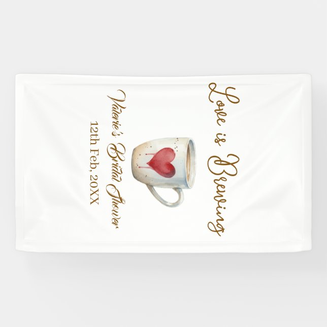 Lona Love is Brewing white coffee mug heart bridal show (Horizontal)