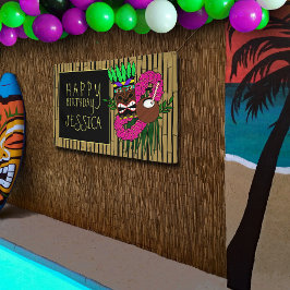 Lona Luau Birthday Party Banner Nombre personalizado