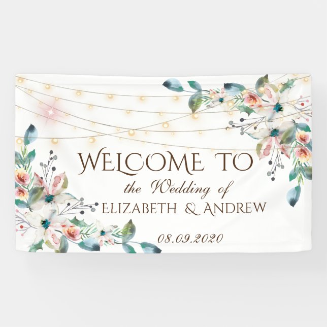 Lona Luces de Cadena Florales Chic (Horizontal)
