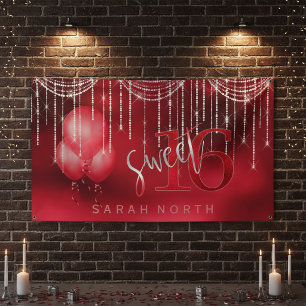 Lona Luces de Cadena y Globos Dulces 16 Rojo ID473