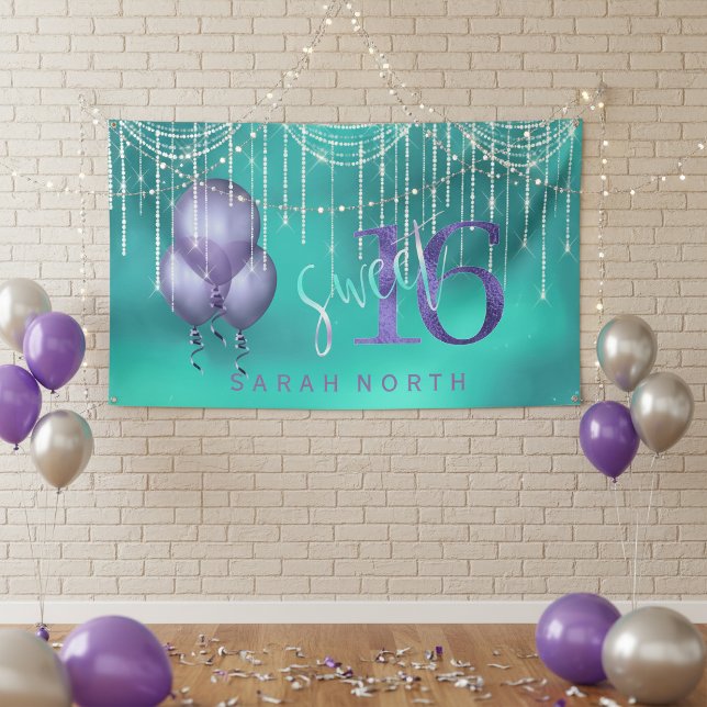 Lona Luces de Cadena y Globos Dulces 16 TurquesaPúrpura (Subido por el creador)