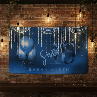 Lona Luces de Cuerda y Globos Dulces 16 Azul Oscuro ID4