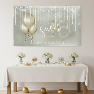 Lona Luces de Cuerda y Globos Dulces 16 Champán ID473