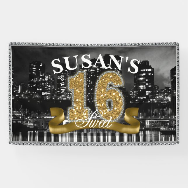 Lona Luces de la ciudad dulce dieciséis Gold ID243 (Horizontal)