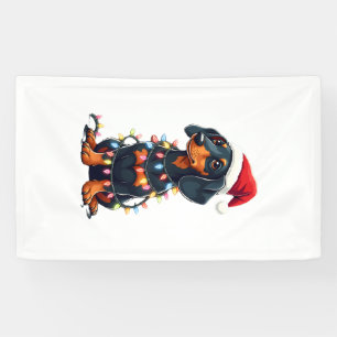 Lona Luces de Navidad Dachshund Sombrero de Santa Navid