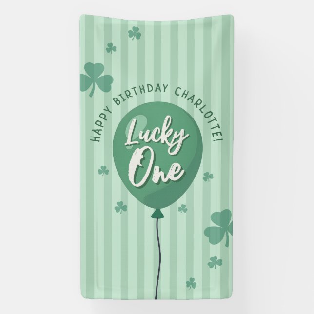 Lona Lucky One cumpleaños St Patricks Day Trébol (Vertical)