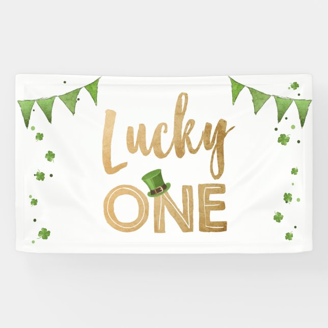 Lona Lucky One St Patrick's Day Birthday Banner Clover (Horizontal)