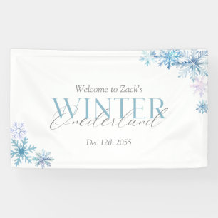 Lona lue Winter Wonderland Snowflake Primer Cumpleaños