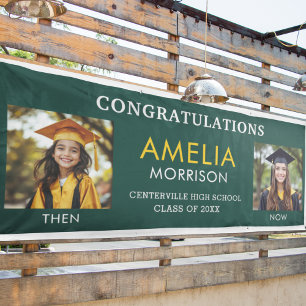 Lona Luego y ahora graduación de foto de oro verde esme