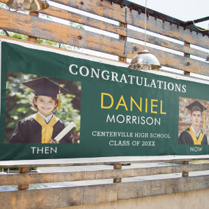 Lona Luego y ahora graduación de foto de oro verde esme