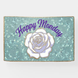 Lona Lujo Feliz Lunes Vinyl Banner White Rose