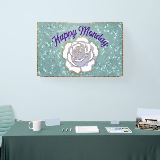 Lona Lujo Feliz Lunes Vinyl Banner White Rose (Feria)