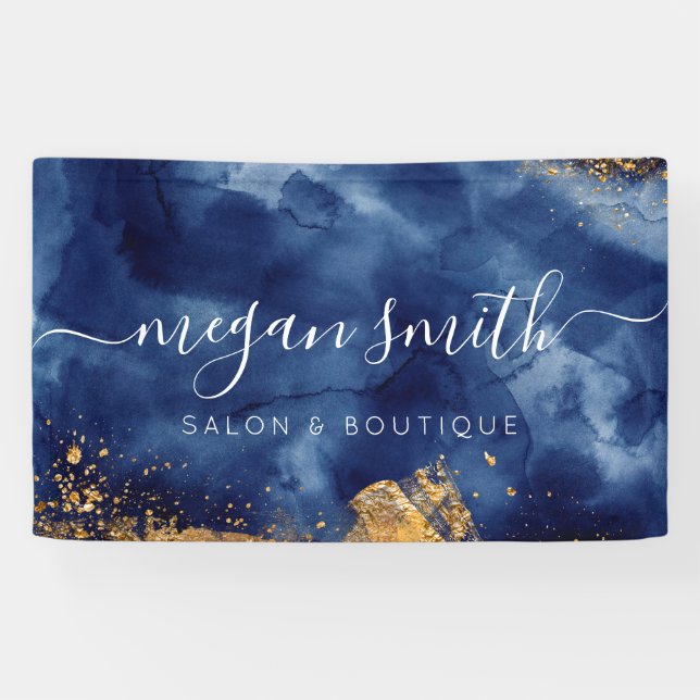 Lona Lujoso Salón de Negocios de Marina Blue Gold Water (Horizontal)