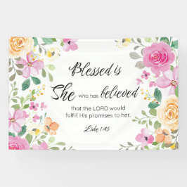 Lona Luke 1:45 bendecida es ella, floral de las escritu