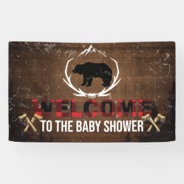 Lona Lumberjack Bienvenidos a Baby Shower Wood Plaid