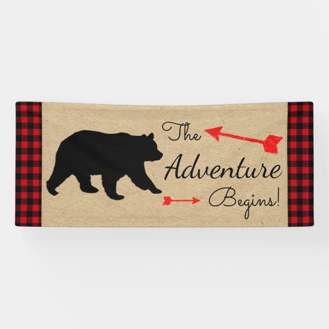 Lona Lumberjack Buffalo Plaid Bear Boy Baby Shower (Horizontal)